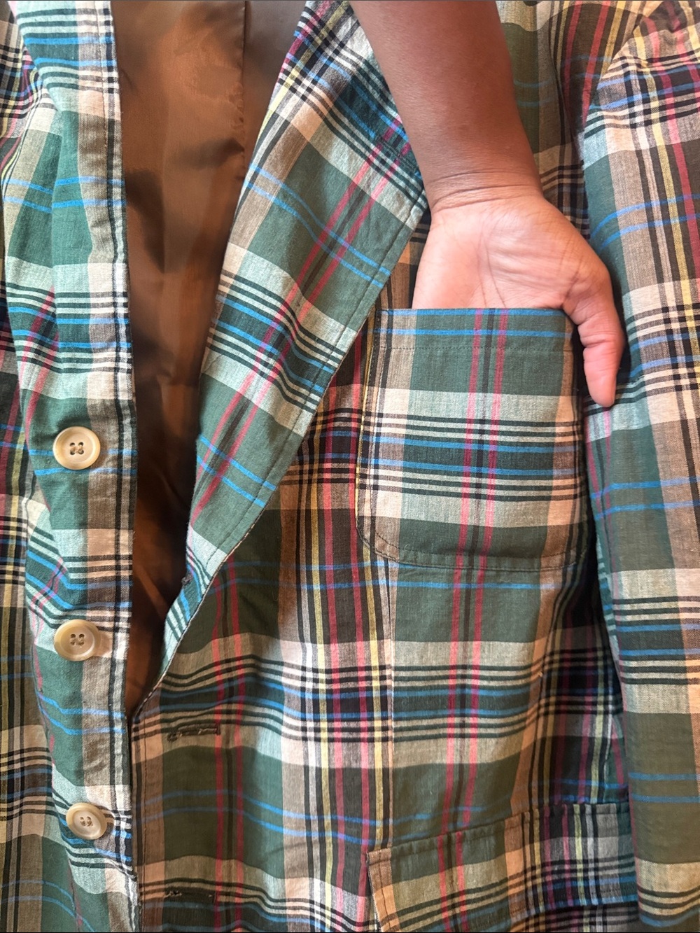 XL Vintage James River Traders Green Plaid Men's Sports Coat Blazer Jacket - Picture 6 of 11